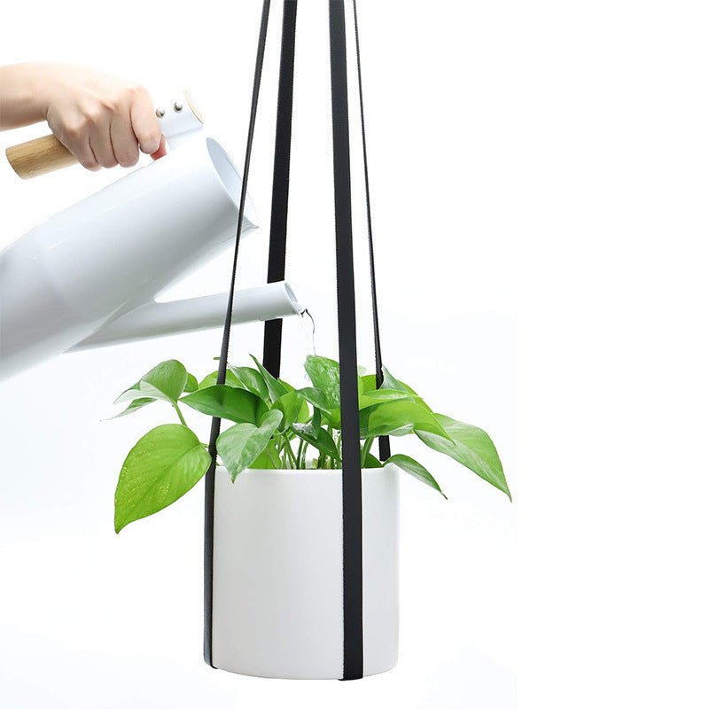 Leather Plant Hanging Basket Adjustable Hanging - Tiny Zen Gardens