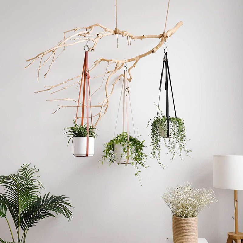 Leather Plant Hanging Basket Adjustable Hanging - Tiny Zen Gardens