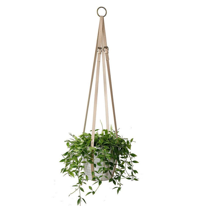 Leather Plant Hanging Basket Adjustable Hanging - Tiny Zen Gardens