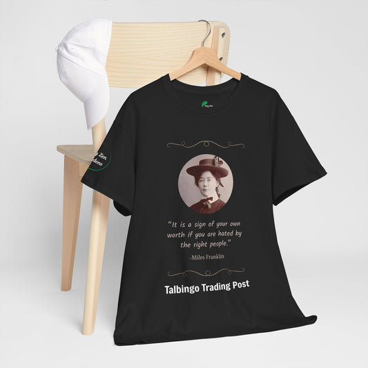 T-Shirt - Talbingo Trading Post Design with Miles Franklin Quote - Tiny Zen Gardens