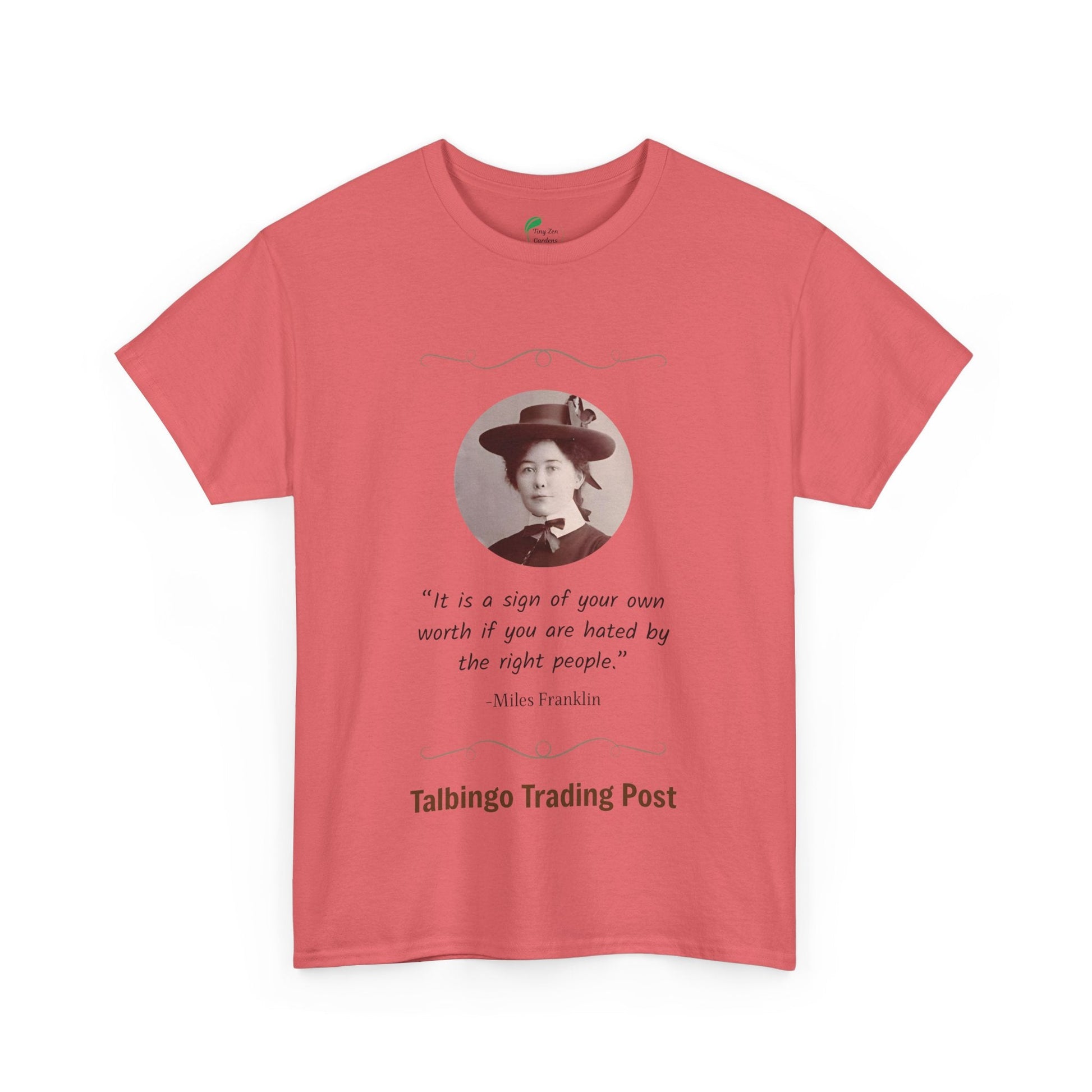 T-Shirt - Talbingo Trading Post Design with Miles Franklin Quote - Tiny Zen Gardens