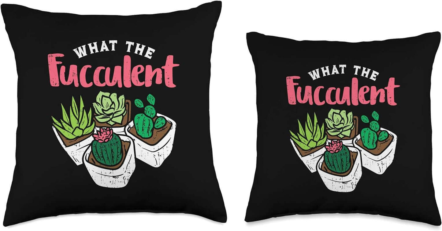What the Fucculent Throw Pillow - Tiny Zen Gardens