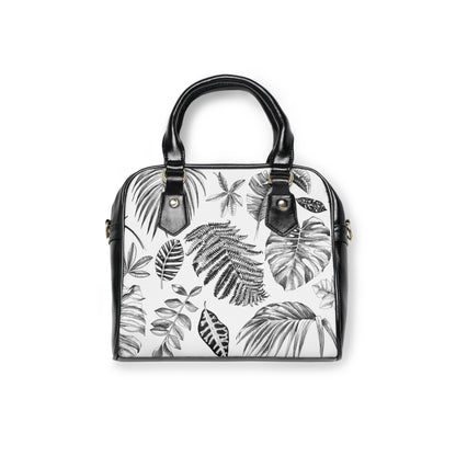 Handbag - Black and White Leaf Design