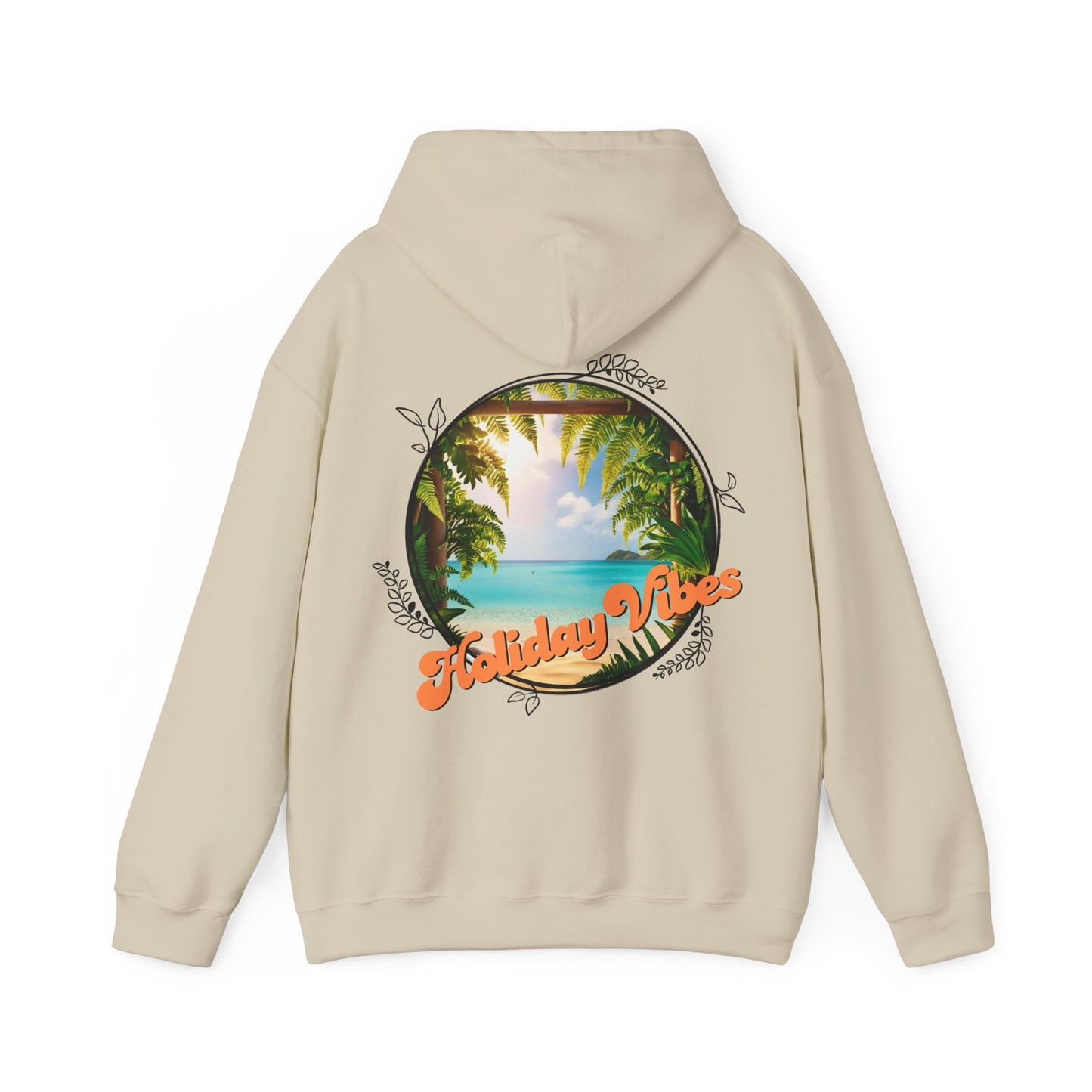 Hooded Sweatshirt Holiday Vibes Serene Beach Mental Health - Tiny Zen Gardens