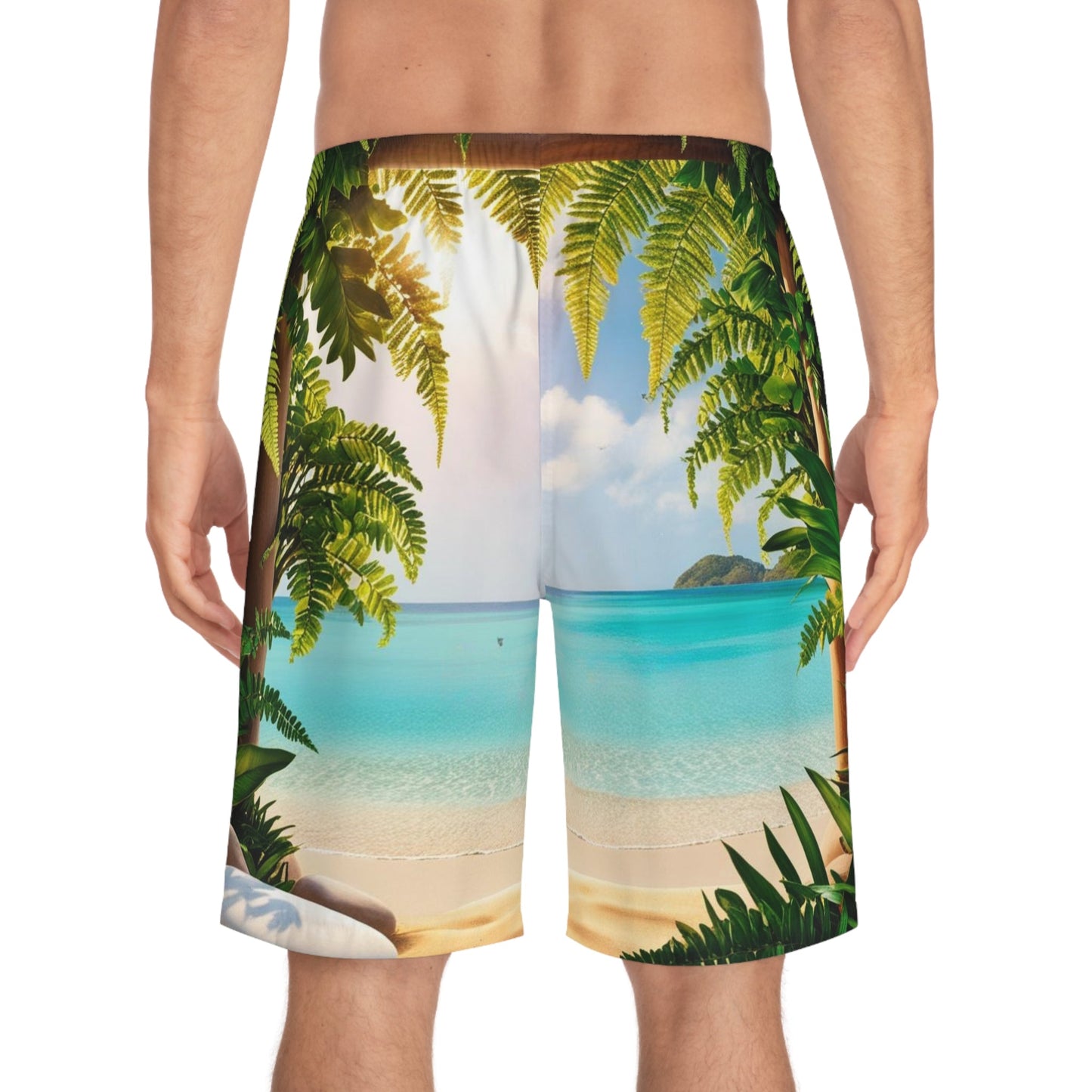 Board Shorts - Mental Health Matters Serene Beach Escape Design - Tiny Zen Gardens