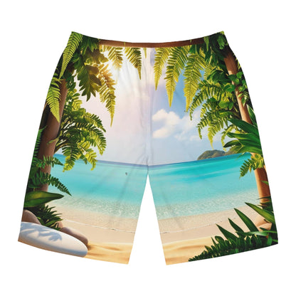 Board Shorts - Mental Health Matters Serene Beach Escape Design - Tiny Zen Gardens