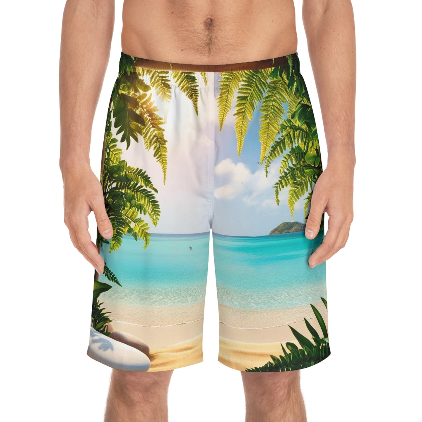 Board Shorts - Mental Health Matters Serene Beach Escape Design - Tiny Zen Gardens