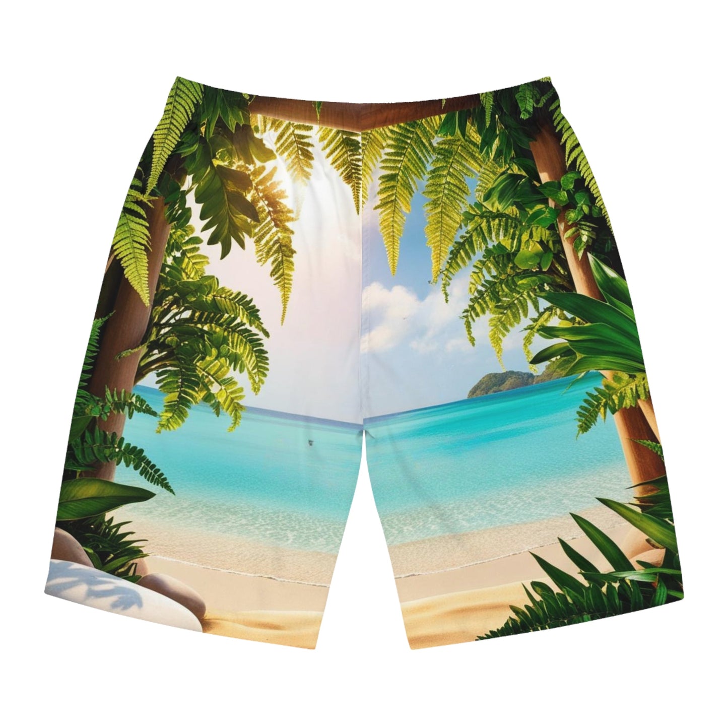 Board Shorts - Mental Health Matters Serene Beach Escape Design - Tiny Zen Gardens