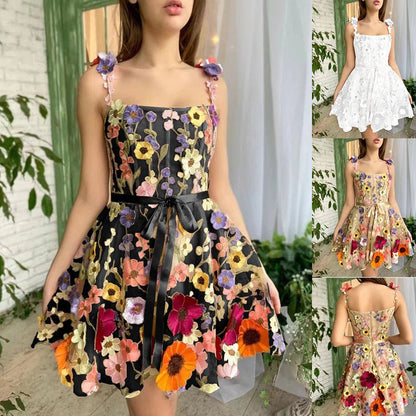 Flower Embroidery Summer Dress - Tiny Zen Gardens