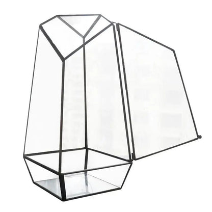 Geometric Terrarium Modern Handmade Glass with Door 25cm - Tiny Zen Gardens