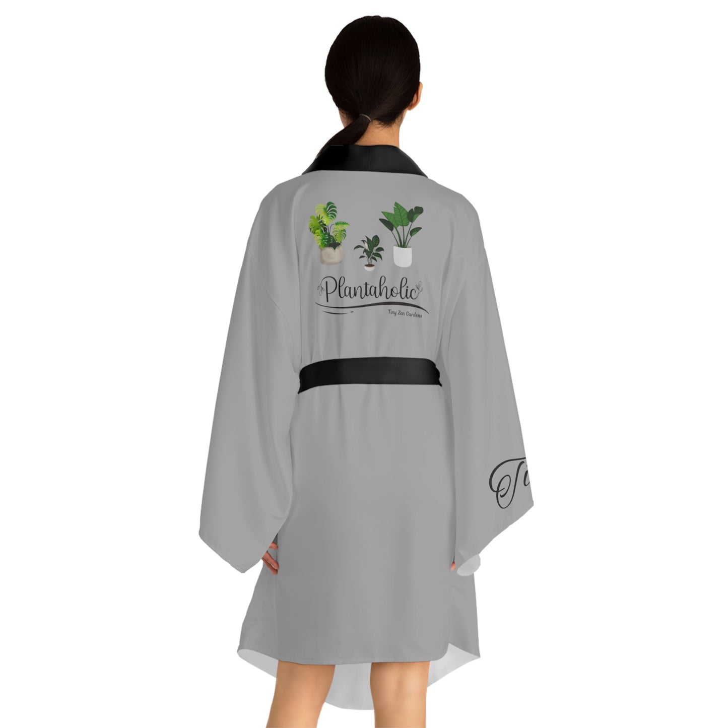 Grey Long Sleeve Kimono Robe | Plantaholic | Tiny Zen Gardens - Tiny Zen Gardens