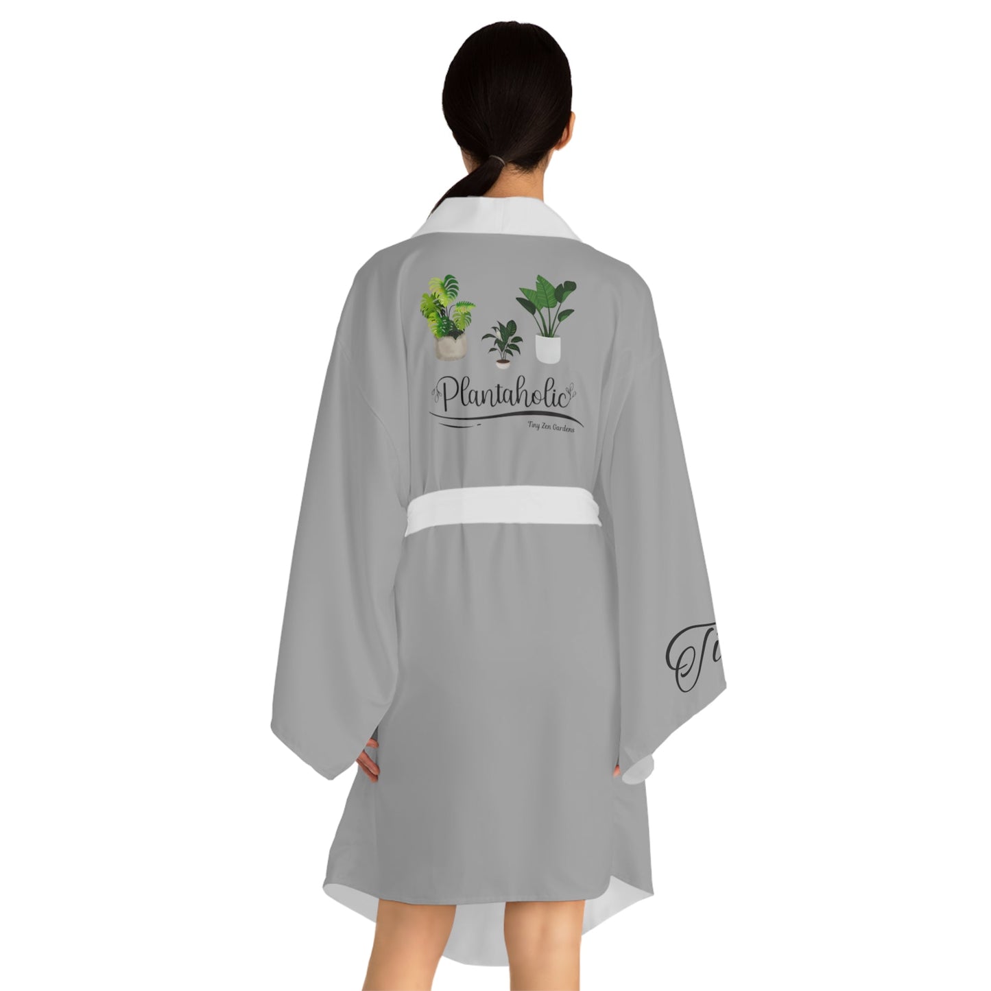 Grey Long Sleeve Kimono Robe | Plantaholic | Tiny Zen Gardens - Tiny Zen Gardens