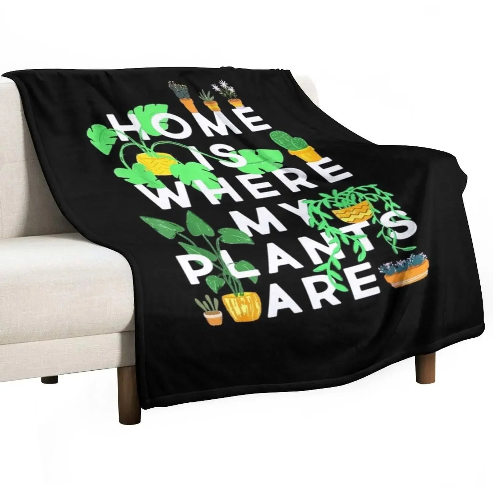 Home Is Where My Plants Are Throw Blanket decorative Picnic Blankets - Tiny Zen Gardens