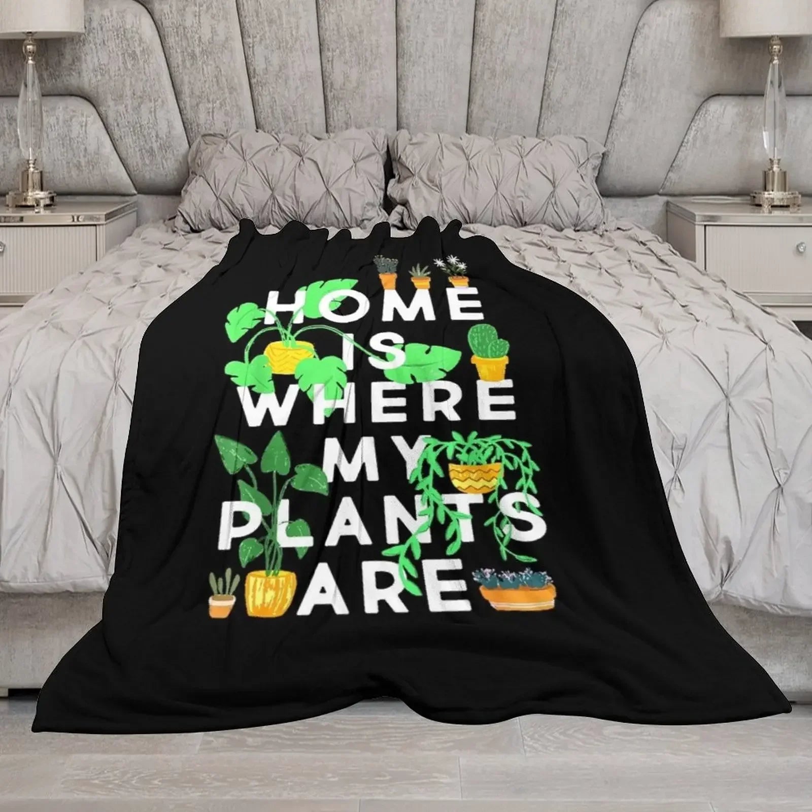 Home Is Where My Plants Are Throw Blanket decorative Picnic Blankets - Tiny Zen Gardens