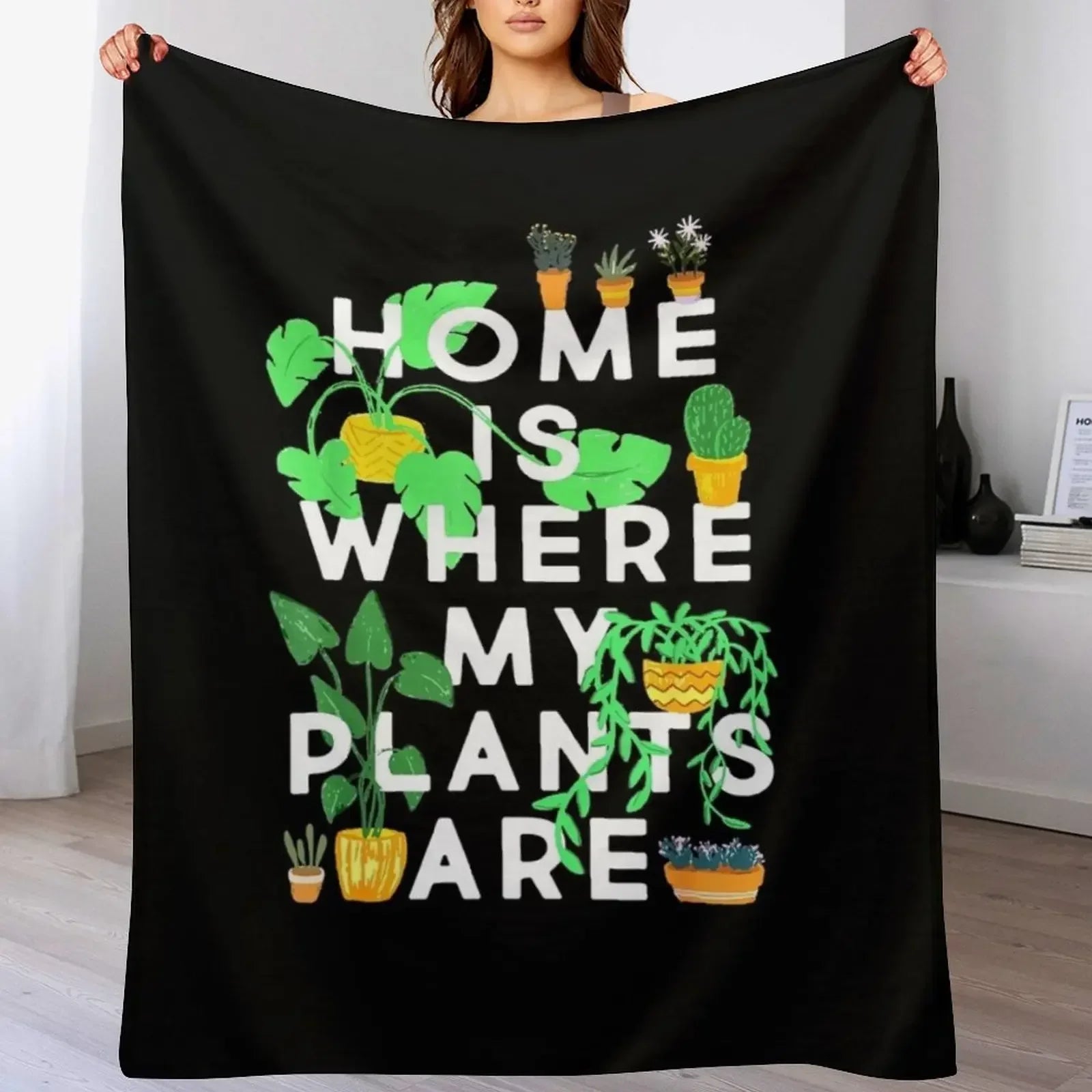 Home Is Where My Plants Are Throw Blanket decorative Picnic Blankets - Tiny Zen Gardens