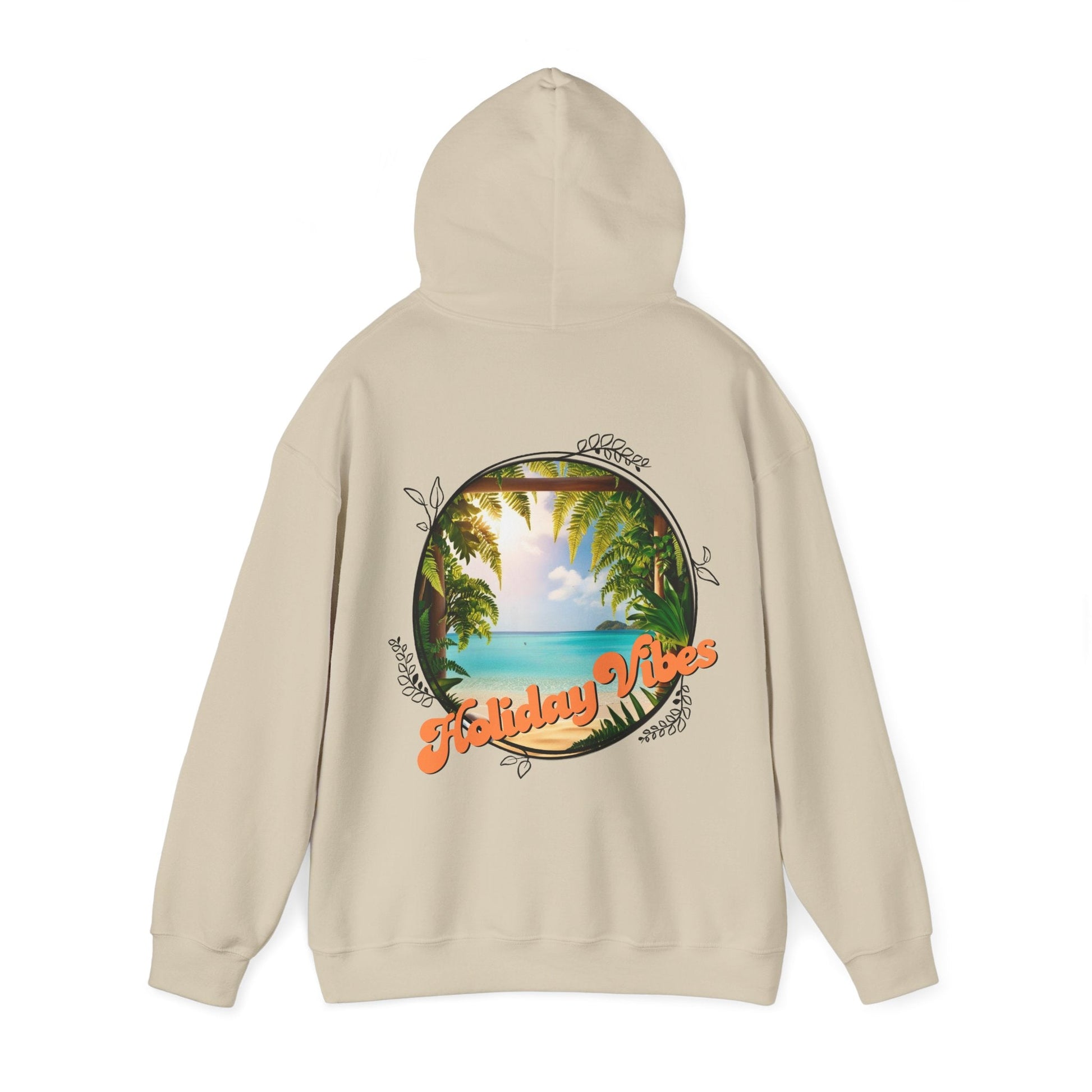 Hooded Sweatshirt Holiday Vibes Serene Beach Mental Health - Tiny Zen Gardens