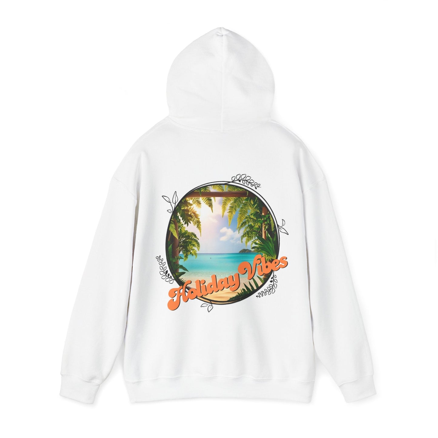 Hooded Sweatshirt Holiday Vibes Serene Beach Mental Health - Tiny Zen Gardens