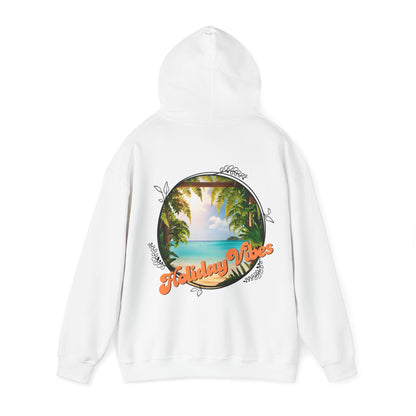 Hooded Sweatshirt Holiday Vibes Serene Beach Mental Health - Tiny Zen Gardens