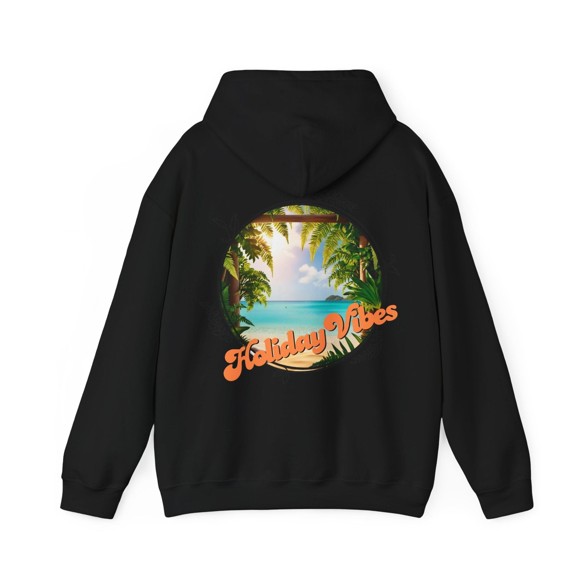 Hooded Sweatshirt Holiday Vibes Serene Beach Mental Health - Tiny Zen Gardens