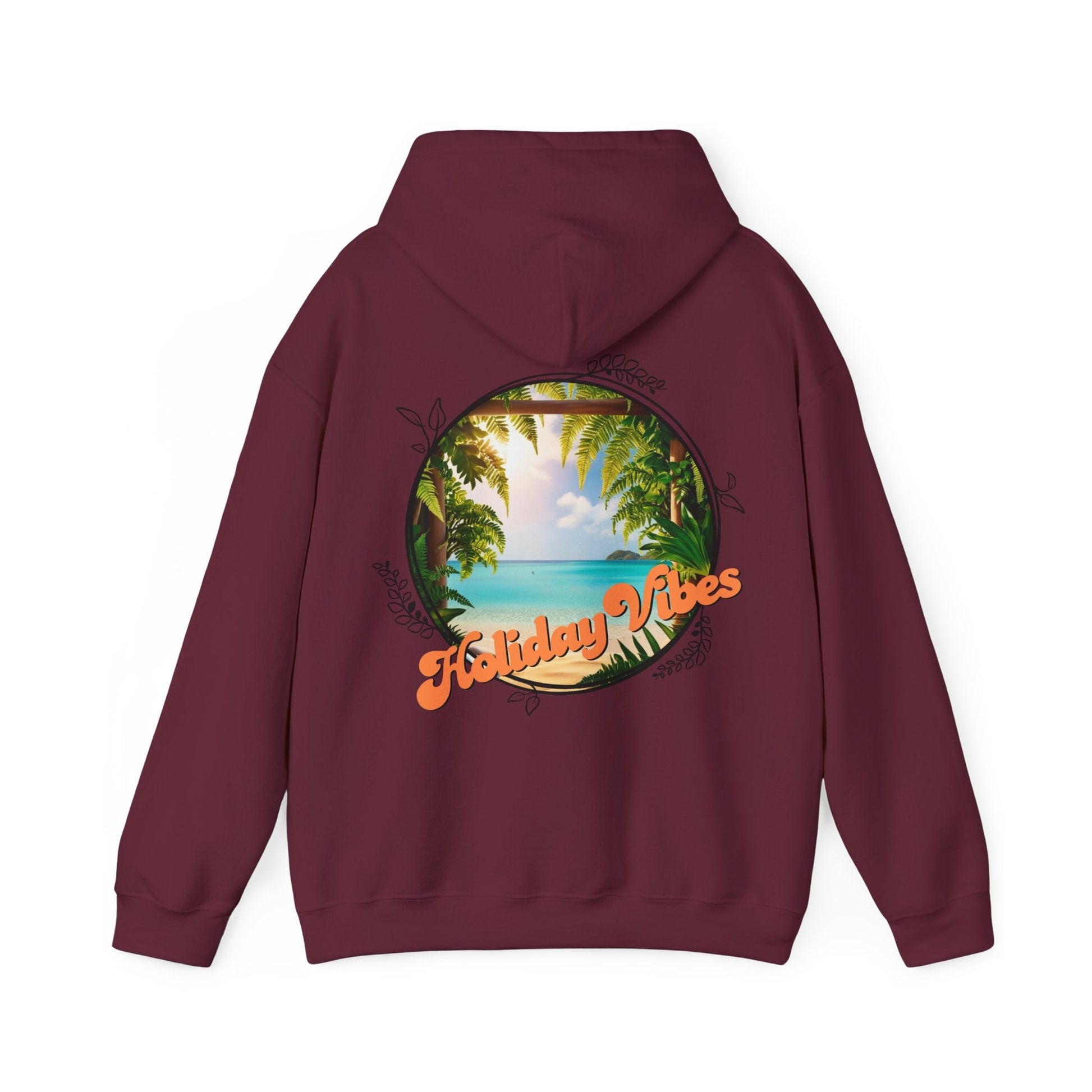 Hooded Sweatshirt Holiday Vibes Serene Beach Mental Health - Tiny Zen Gardens