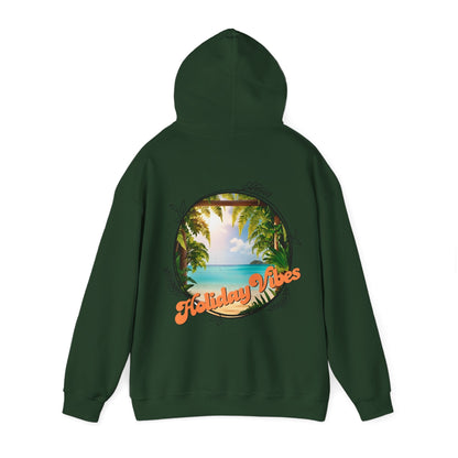 Hooded Sweatshirt Holiday Vibes Serene Beach Mental Health - Tiny Zen Gardens