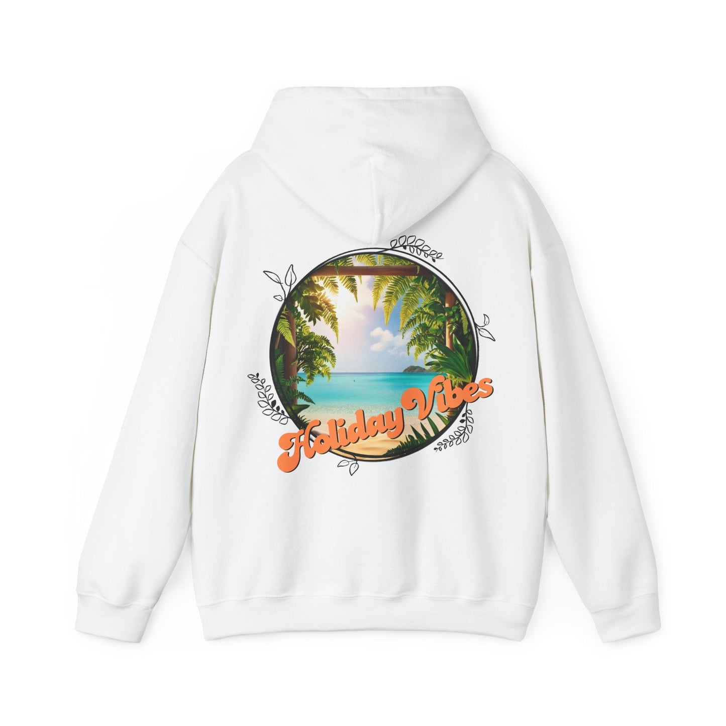 Hooded Sweatshirt Holiday Vibes Serene Beach Mental Health - Tiny Zen Gardens