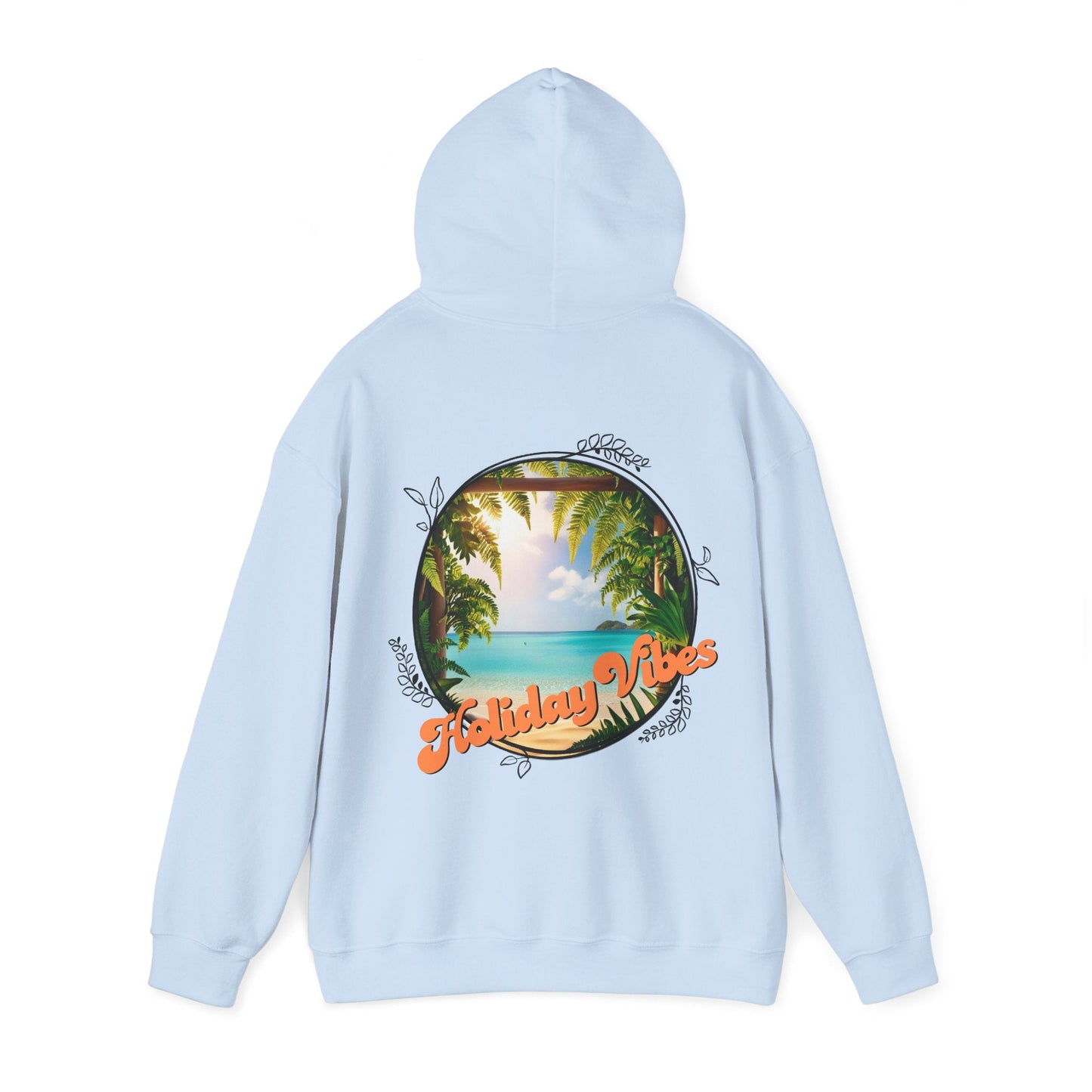 Hooded Sweatshirt Holiday Vibes Serene Beach Mental Health - Tiny Zen Gardens