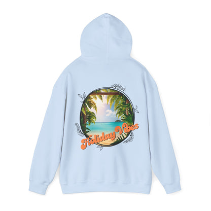 Hooded Sweatshirt Holiday Vibes Serene Beach Mental Health - Tiny Zen Gardens