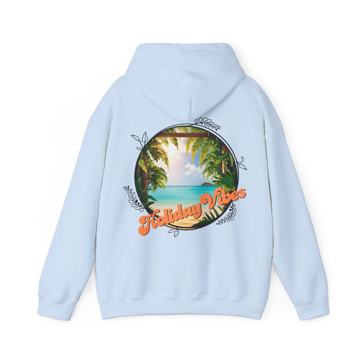 Hooded Sweatshirt Holiday Vibes Serene Beach Mental Health - Tiny Zen Gardens