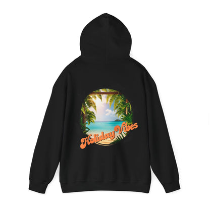 Hooded Sweatshirt Holiday Vibes Serene Beach Mental Health - Tiny Zen Gardens