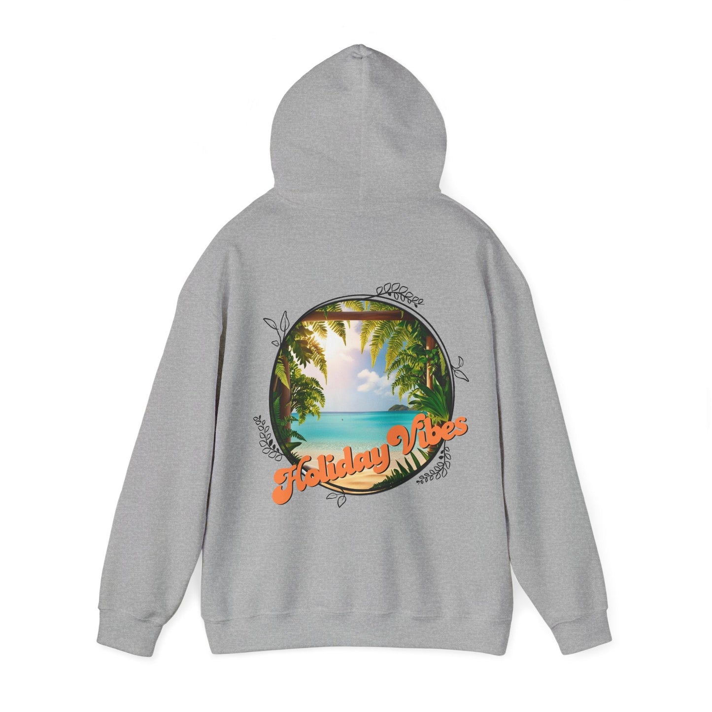 Hooded Sweatshirt Holiday Vibes Serene Beach Mental Health - Tiny Zen Gardens