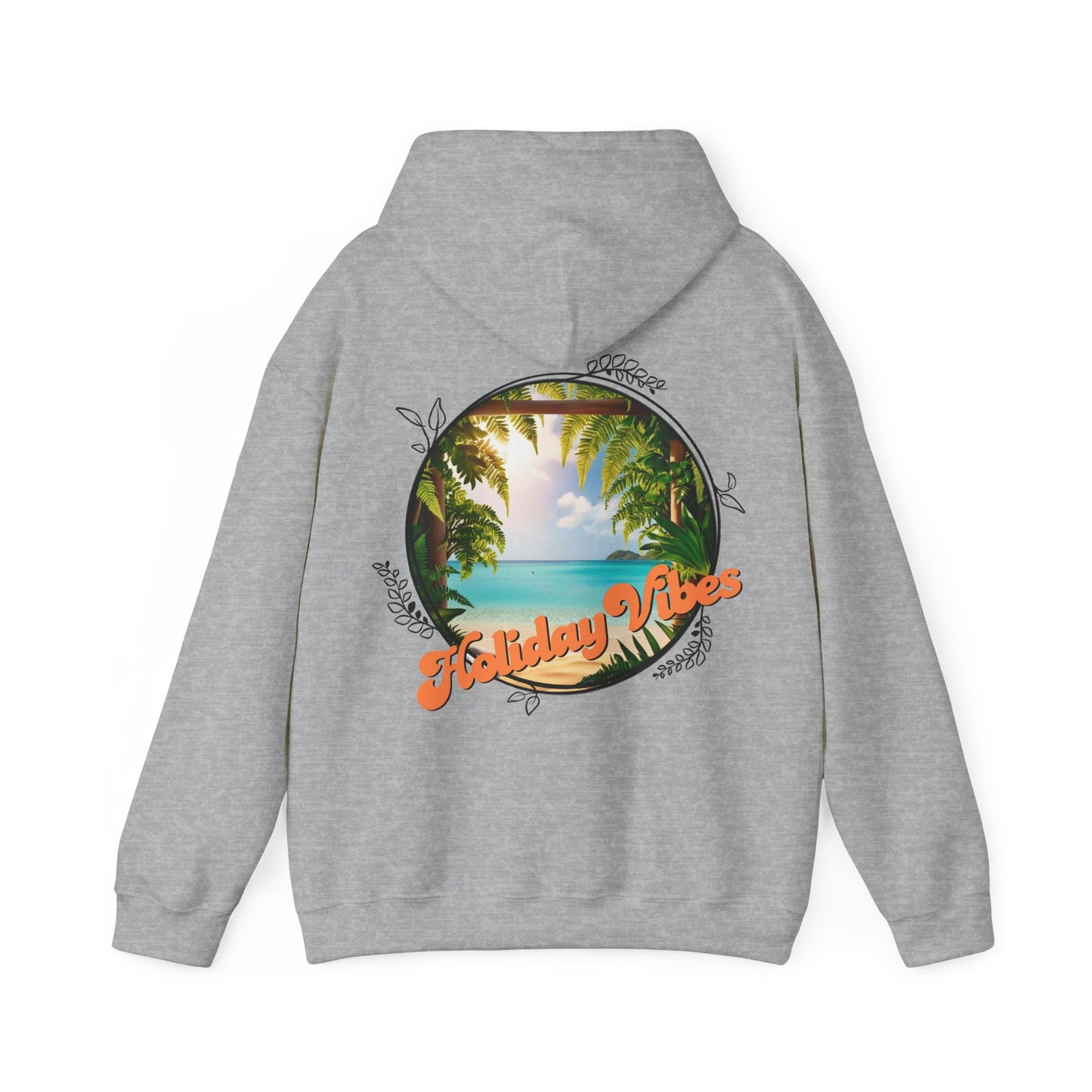 Hooded Sweatshirt Holiday Vibes Serene Beach Mental Health - Tiny Zen Gardens