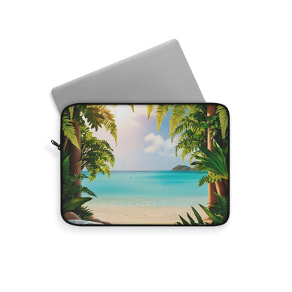 Laptop Sleeve - Mental Health Matters Serene Beach Escape - Tiny Zen Gardens