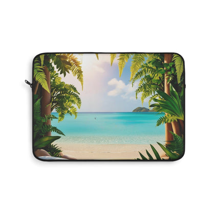 Laptop Sleeve - Mental Health Matters Serene Beach Escape - Tiny Zen Gardens