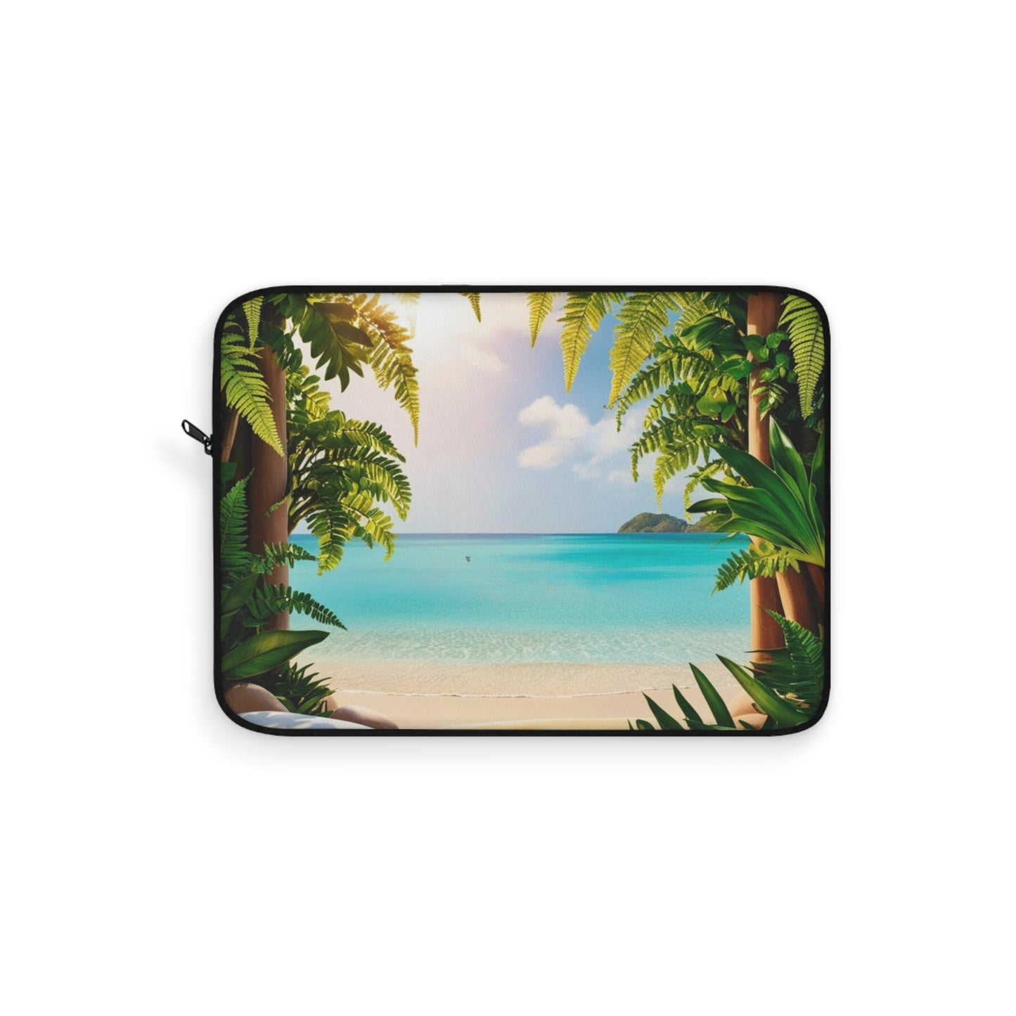 Laptop Sleeve - Mental Health Matters Serene Beach Escape - Tiny Zen Gardens