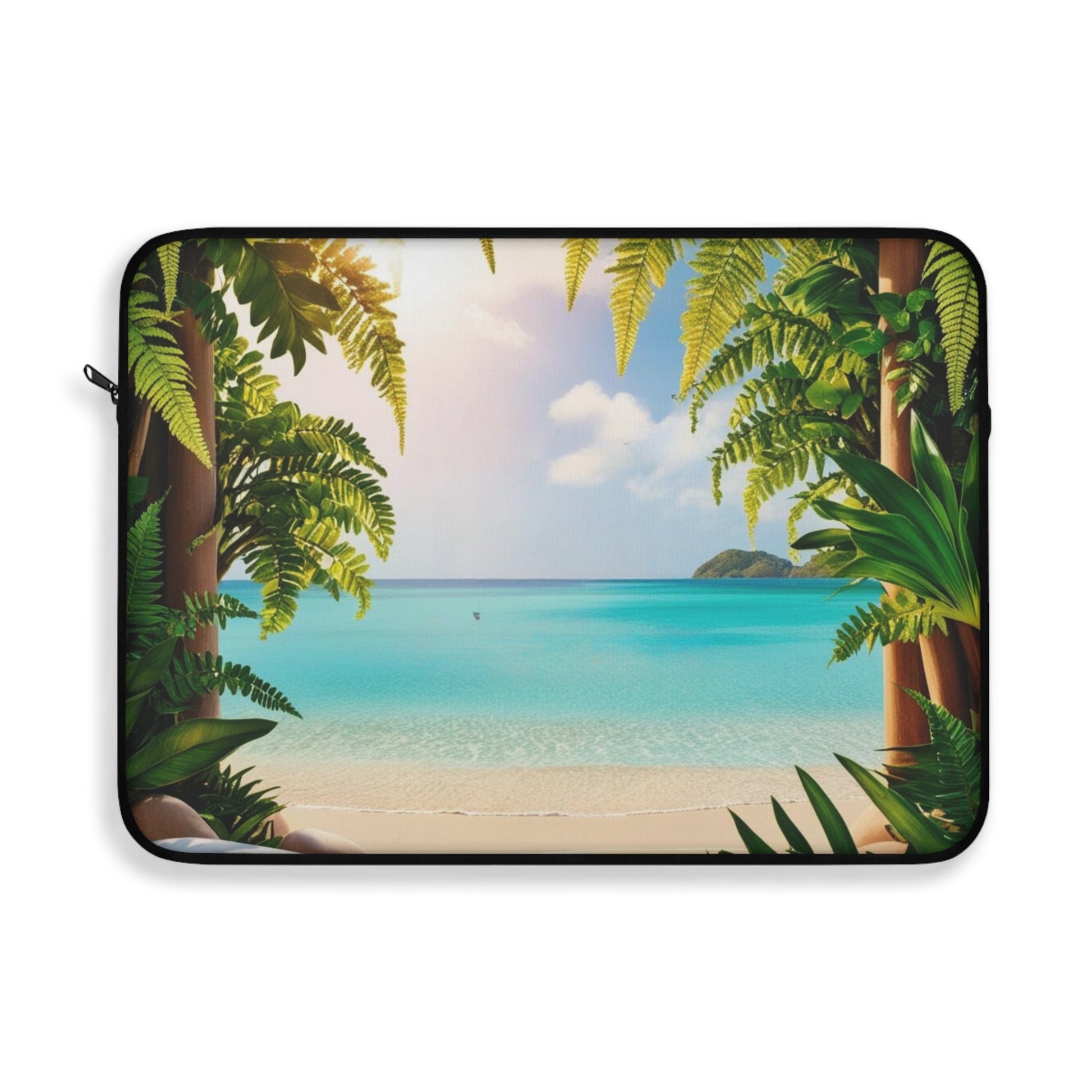 Laptop Sleeve - Mental Health Matters Serene Beach Escape - Tiny Zen Gardens