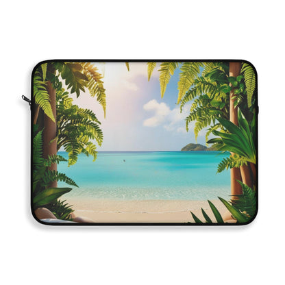 Laptop Sleeve - Mental Health Matters Serene Beach Escape - Tiny Zen Gardens