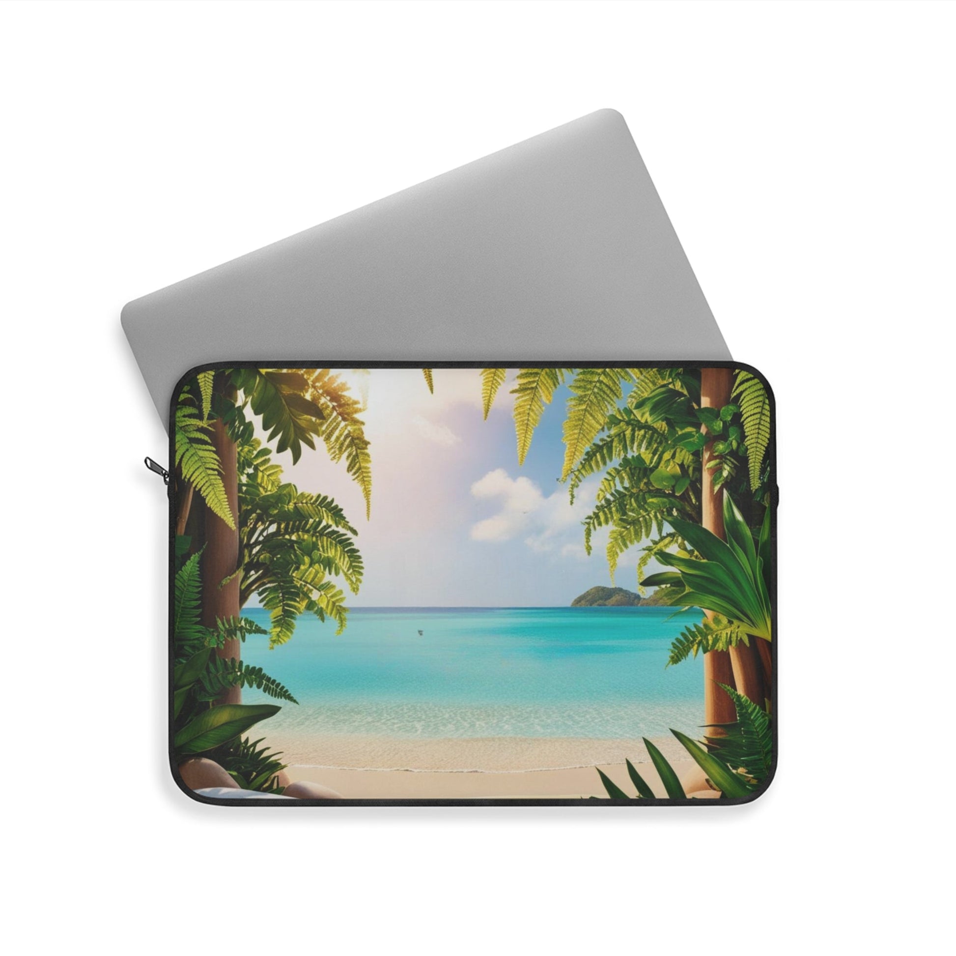 Laptop Sleeve - Mental Health Matters Serene Beach Escape - Tiny Zen Gardens