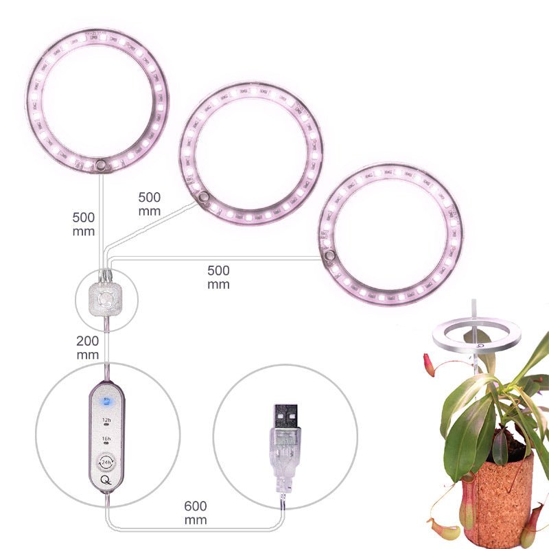 LED Grow Light Full Spectrum Angel Ring Phyto Grow Lamp USB Phytolamp For Plants 5V Lamp Indoor Flower Greenhouse Plant Seedling - Tiny Zen Gardens