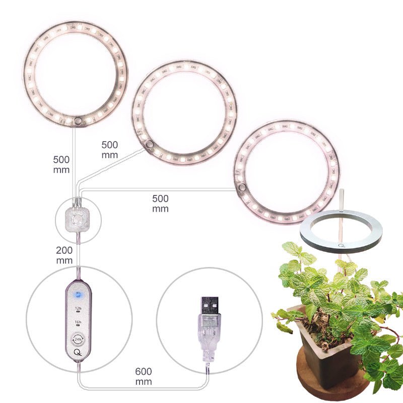 LED Grow Light Full Spectrum Angel Ring Phyto Grow Lamp USB Phytolamp For Plants 5V Lamp Indoor Flower Greenhouse Plant Seedling - Tiny Zen Gardens