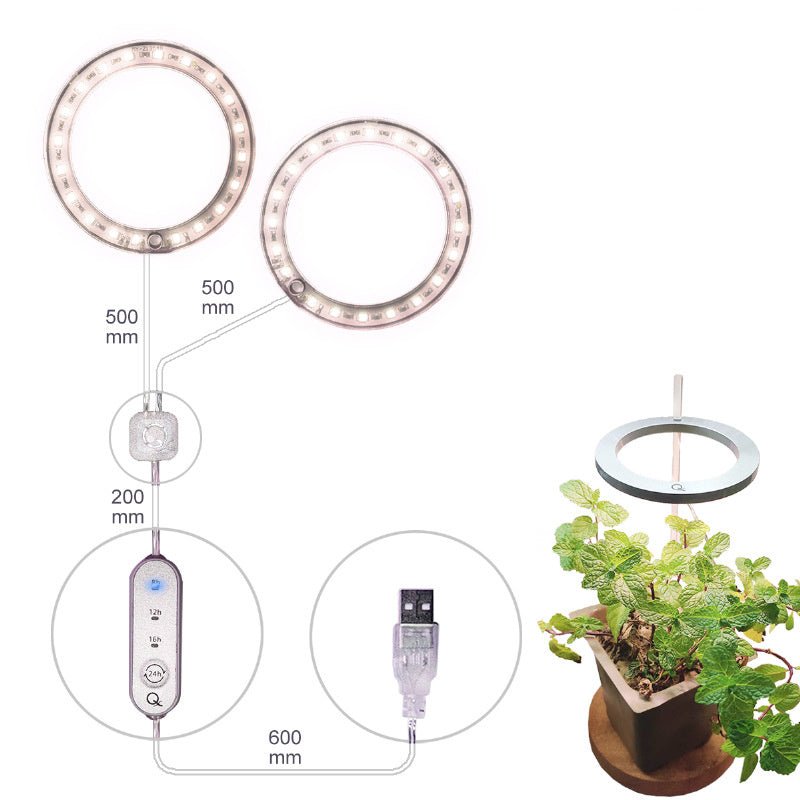 LED Grow Light Full Spectrum Angel Ring Phyto Grow Lamp USB Phytolamp For Plants 5V Lamp Indoor Flower Greenhouse Plant Seedling - Tiny Zen Gardens