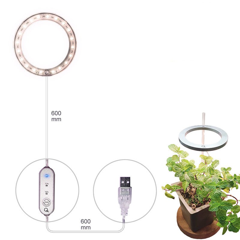 LED Grow Light Full Spectrum Angel Ring Phyto Grow Lamp USB Phytolamp For Plants 5V Lamp Indoor Flower Greenhouse Plant Seedling - Tiny Zen Gardens