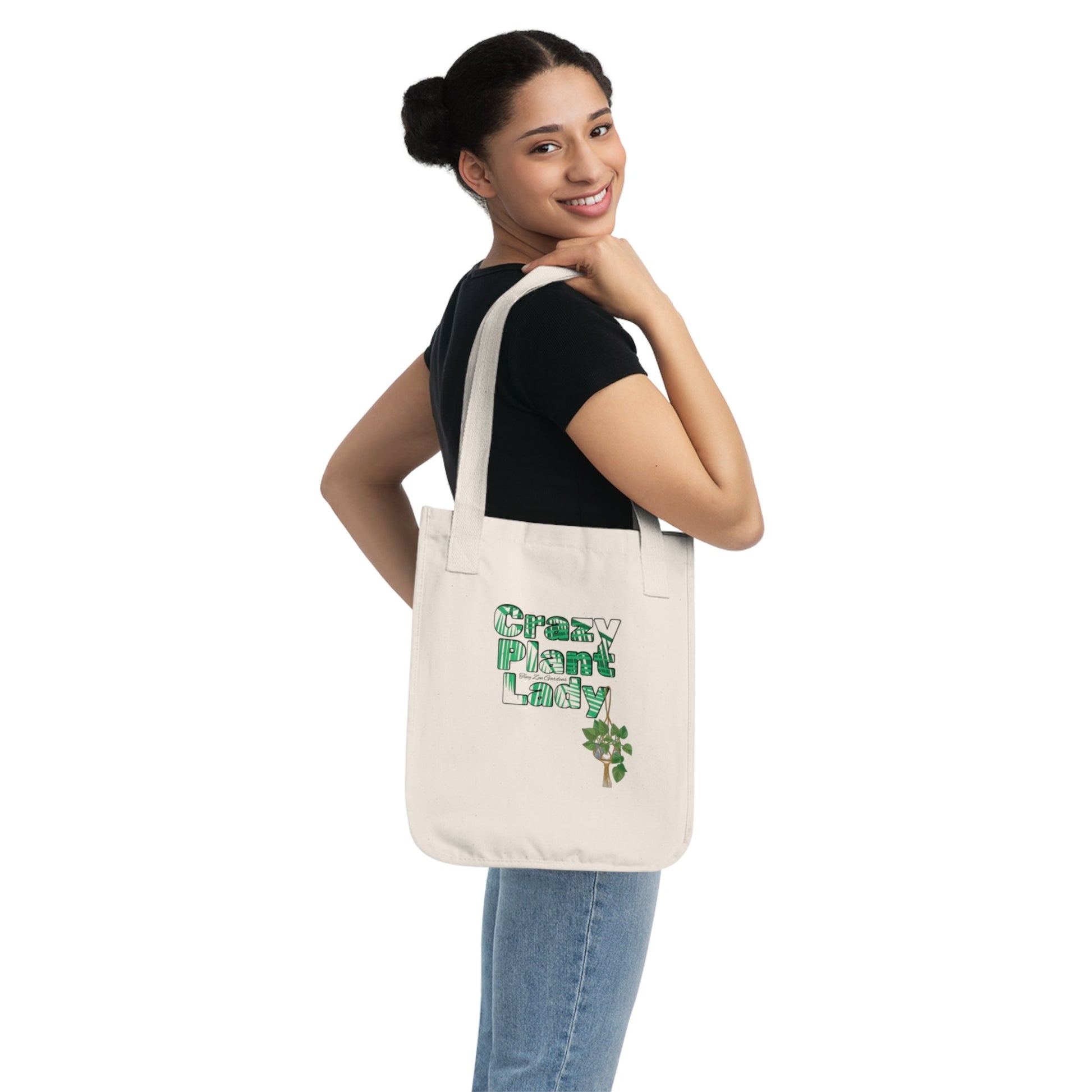 Organic Canvas Tote Bag | Crazy Plant Lady | Tiny Zen Gardens - Tiny Zen Gardens