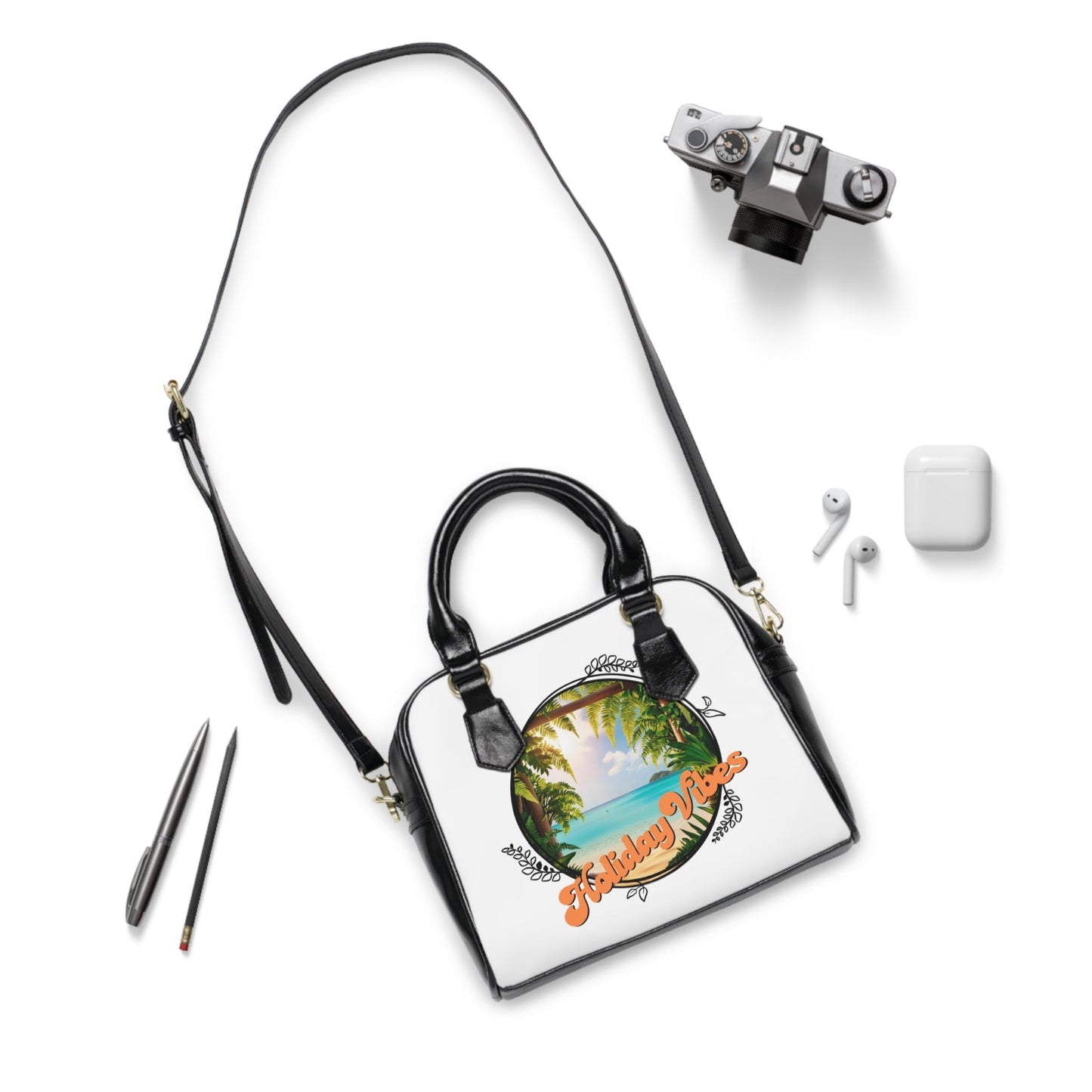 Shoulder Handbag - Holiday Vibes Beach Scene Purse - Tiny Zen Gardens