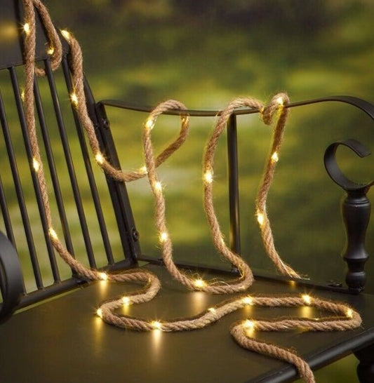 Solar Hemp Rope String Copper Wire LED Light - Tiny Zen Gardens