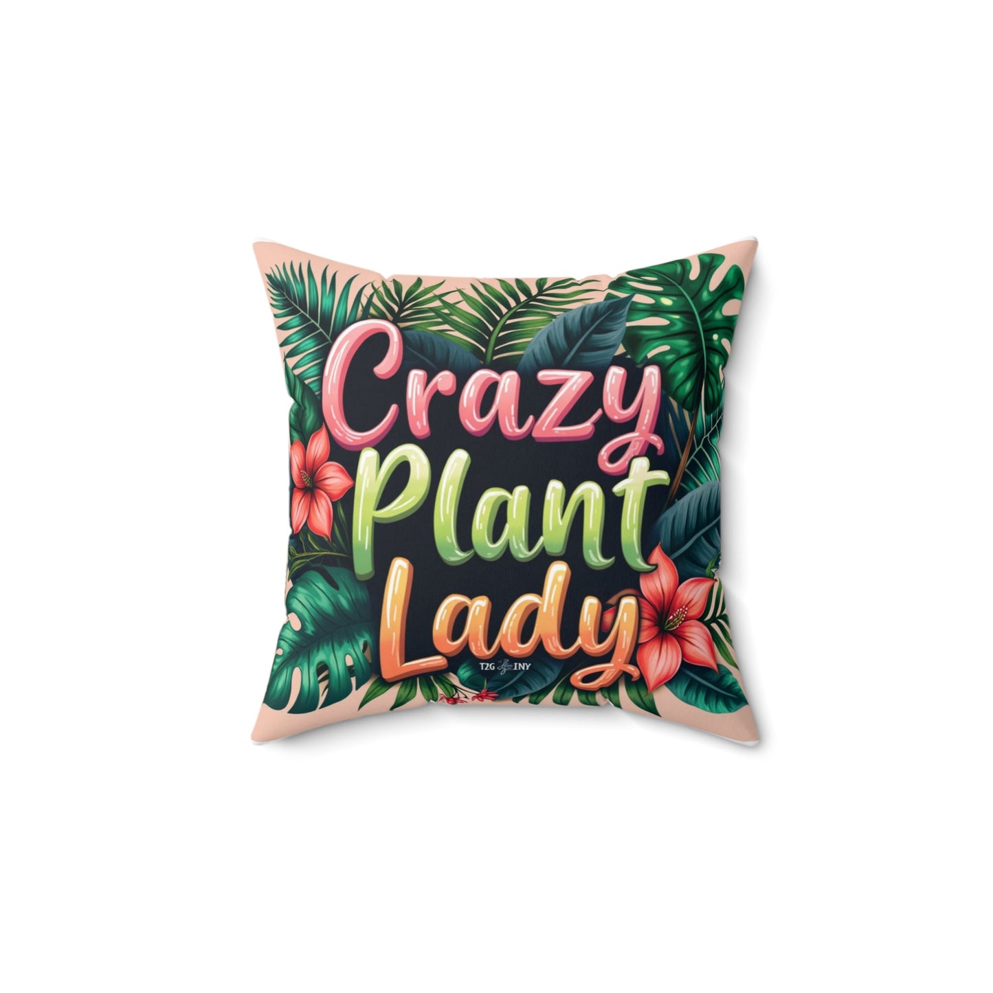 Square Pillow Crazy Plant Lady Tropical Plants Flowers Tiny Zen Gardens Design - Tiny Zen Gardens