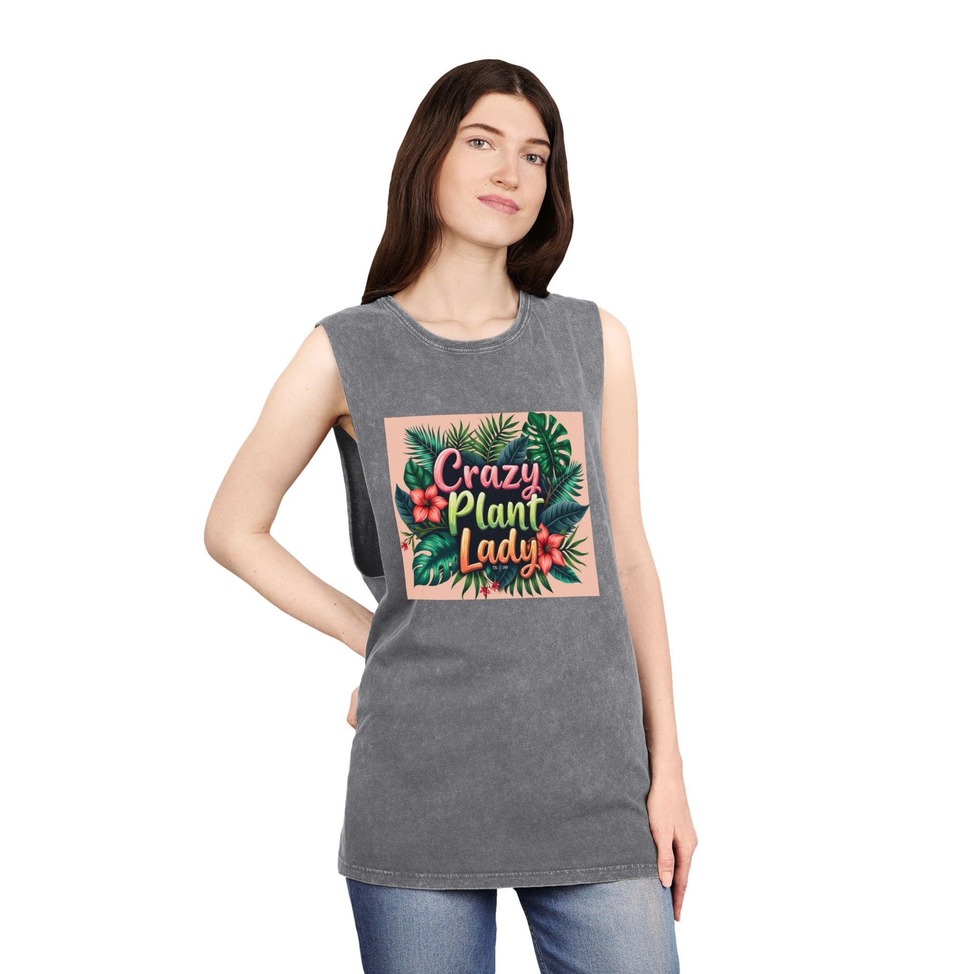 Tank Top - Crazy Plant Lady Funny Quote Tropical Plants and Flowers by Tiny Zen Gardens - Tiny Zen Gardens