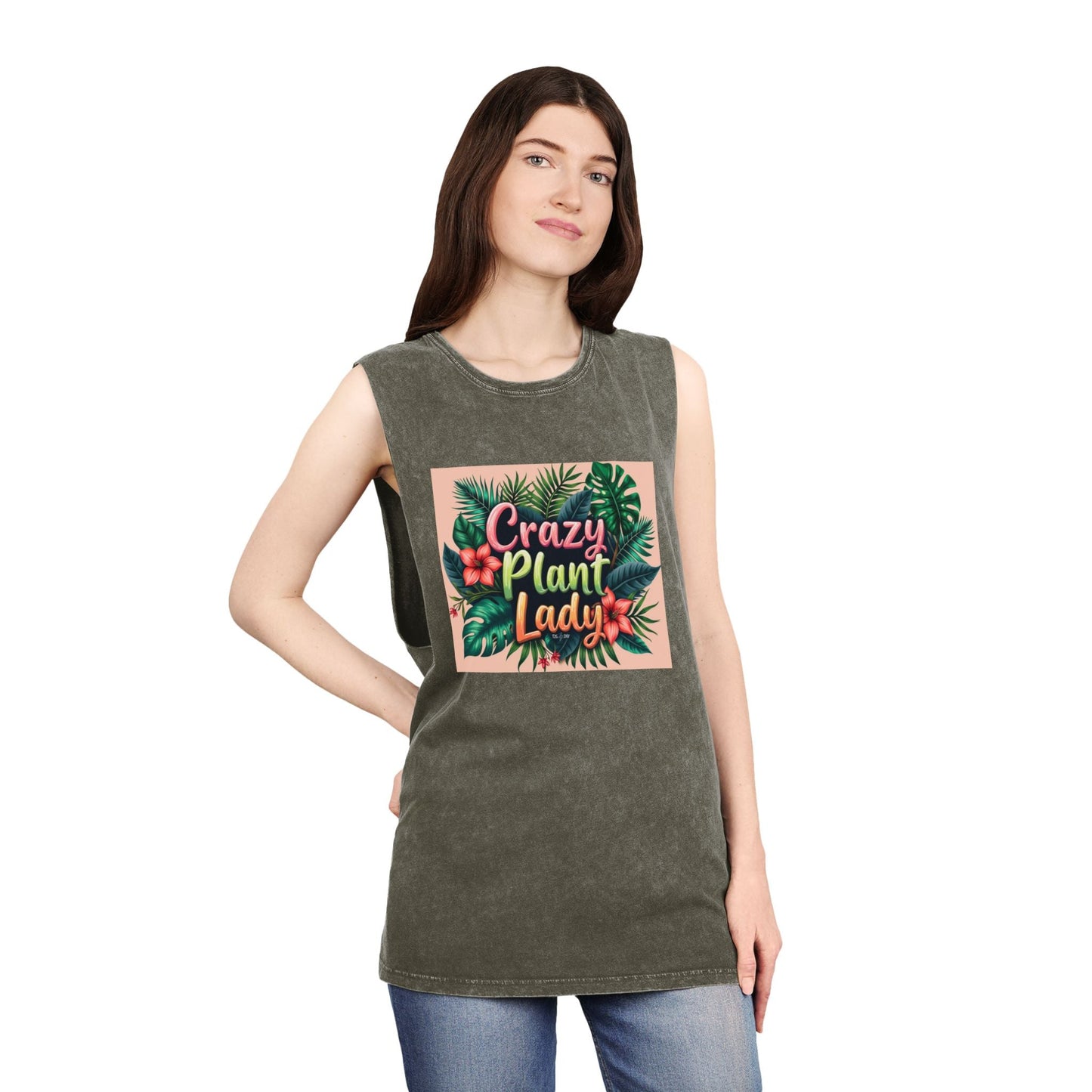 Tank Top - Crazy Plant Lady Funny Quote Tropical Plants and Flowers by Tiny Zen Gardens - Tiny Zen Gardens