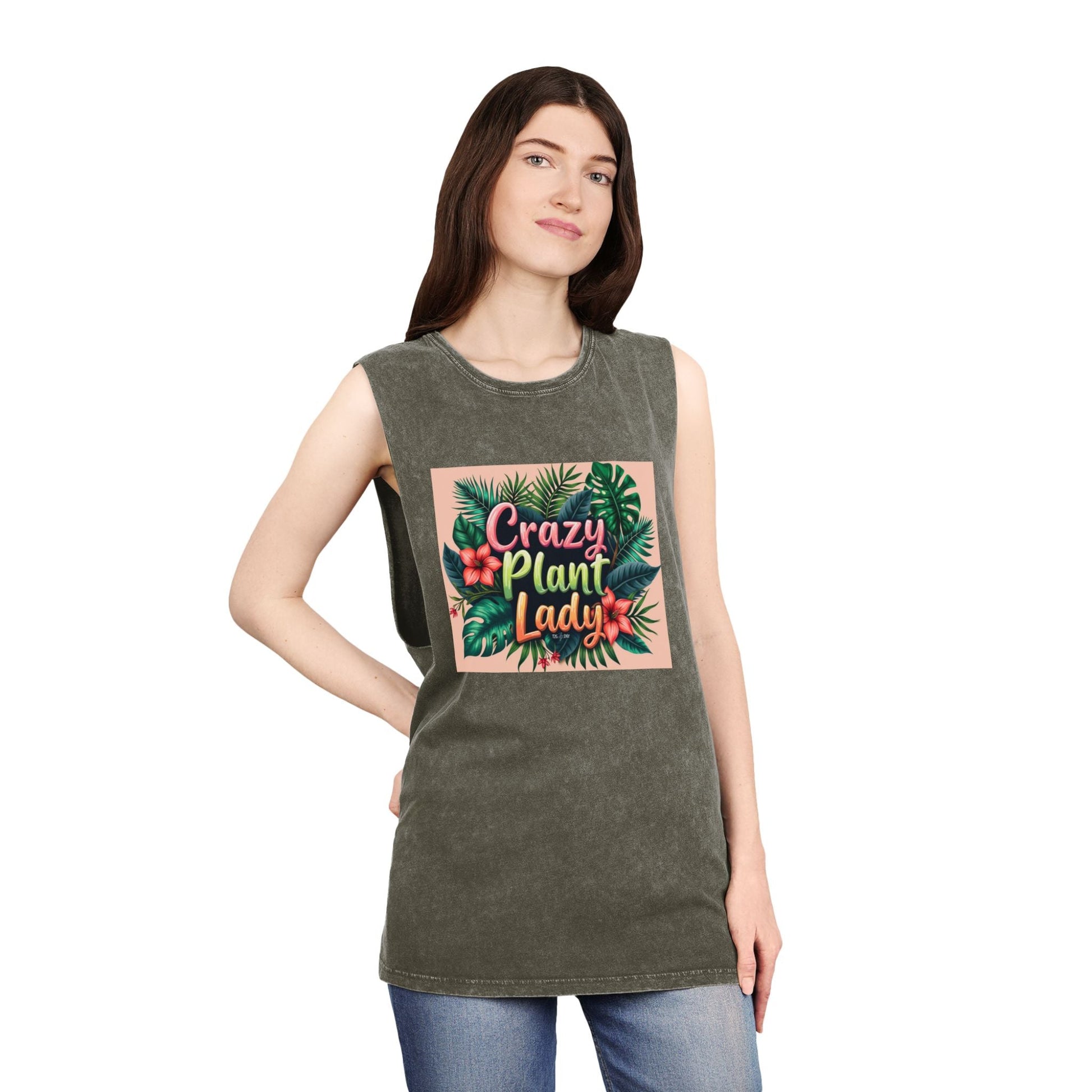 Tank Top - Crazy Plant Lady Funny Quote Tropical Plants and Flowers by Tiny Zen Gardens - Tiny Zen Gardens