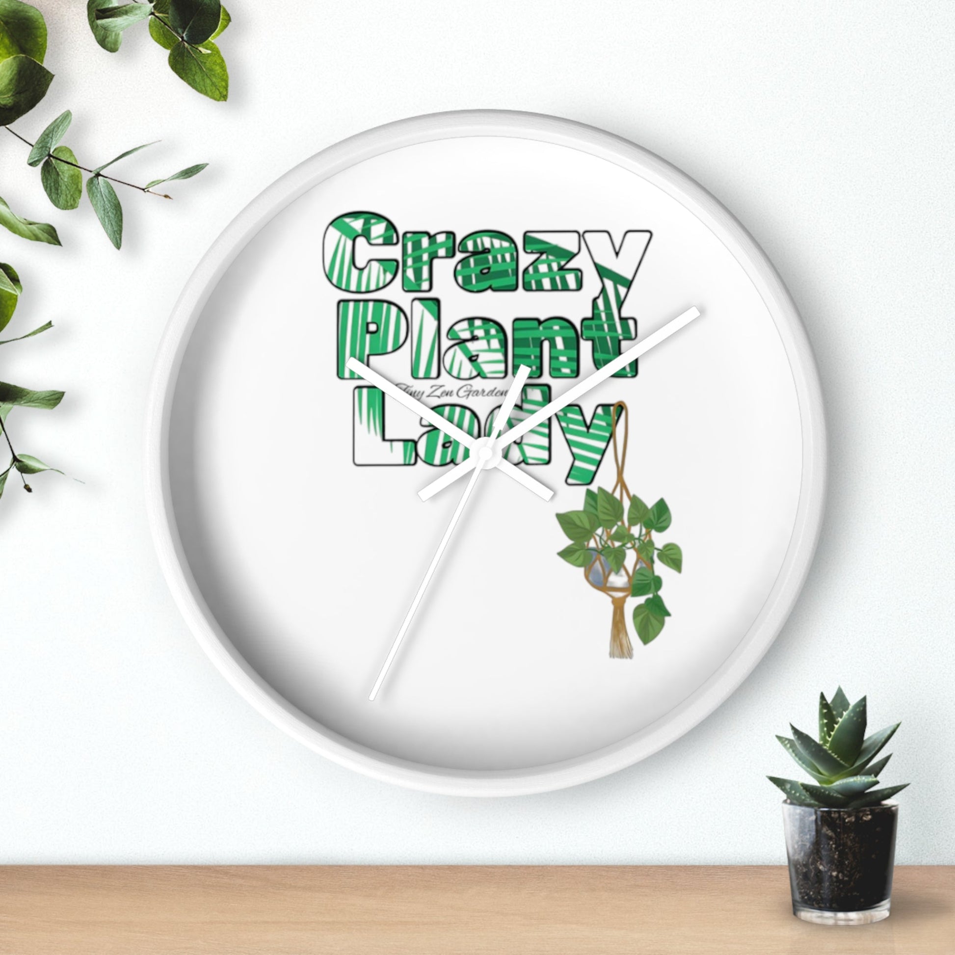 Wall Clock | Crazy Plant Lady | Tiny Zen Gardens - Tiny Zen Gardens